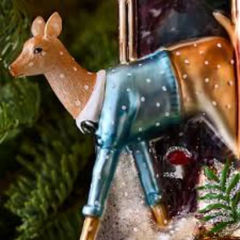 NWT - Dapper Deer Glass Ornament